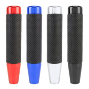 Metal Leather Long Column Car Shift Knob, Size: 18x3.3cm (Silver)