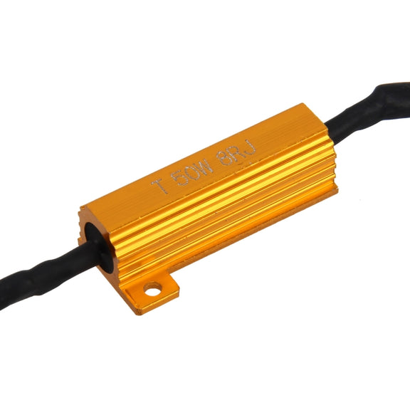 2 PCS 3156 Car Canbus Error Canceller Decoder Load Resistor LED 50W 8 Ohm No Blinking Decoder Heat Resistance Aluminum Case Heat Sink High Power Metal Shell Resistance