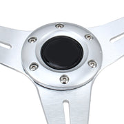35cm PU Racing Sport Hand Wheel Car Modified Steering Wheel(Silver)