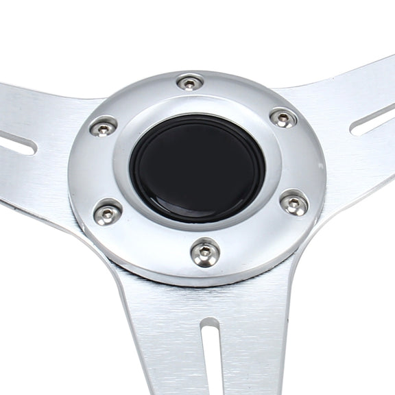 35cm PU Racing Sport Hand Wheel Car Modified Steering Wheel(Silver)