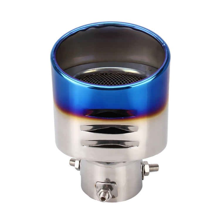 Universal Car Styling Stainless Steel Straight Bolt-on Exhaust Tail Muffler Tip Pipe with Mesh(Blue)