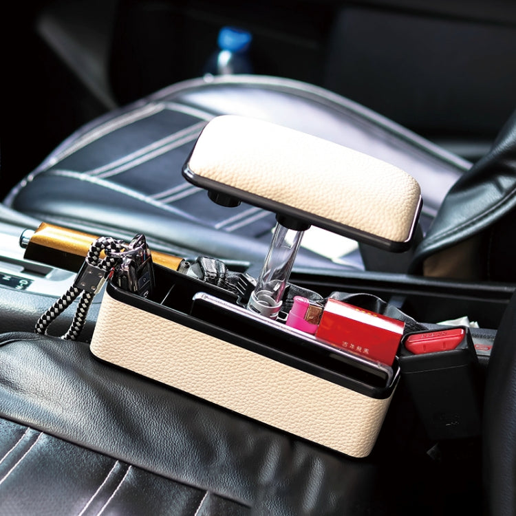 Universal Car Multi-functional Console Side Pocket Seat Gap Side Storage Box with Elbow Support Pad (Beige)