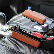 Universal Car Multi-functional Console Side Pocket Seat Gap Side Storage Box with Elbow Support Pad (Brown)