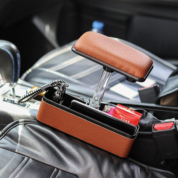 Universal Car Multi-functional Console Side Pocket Seat Gap Side Storage Box with Elbow Support Pad (Brown)