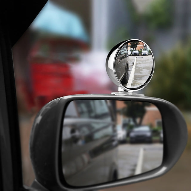 3R-044 Auxiliary Rear View Mirror Car Adjustable Blind Spot Mirror Wide Angle Auxiliary Rear View Side Mirror(Silver)