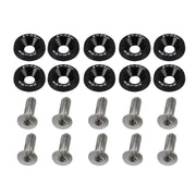 10 PCS Car Modified Screw Gaskets Bodywork Stainless Steel Gasket Bolts, Diameter: 19mm(Black)