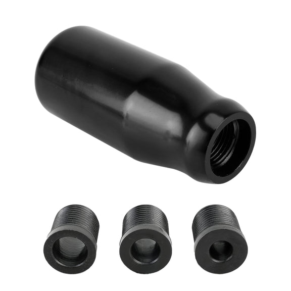 Universal Car Modified Gear Shift Knob Solid Color Smooth Auto Transmission Shift Lever Knob with Three Rubber Covers(Black)