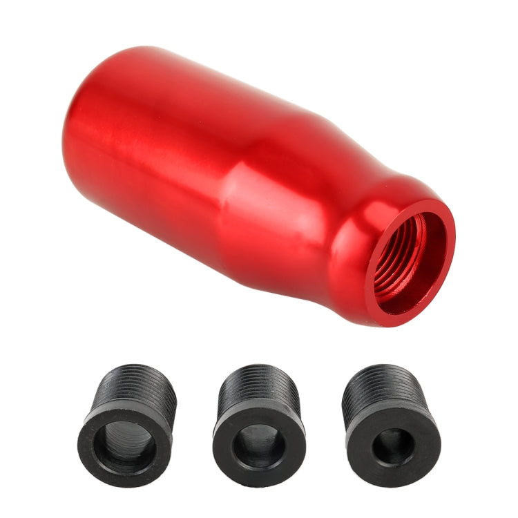 Universal Car Modified Gear Shift Knob Solid Color Smooth Auto Transmission Shift Lever Knob with Three Rubber Covers(Red)