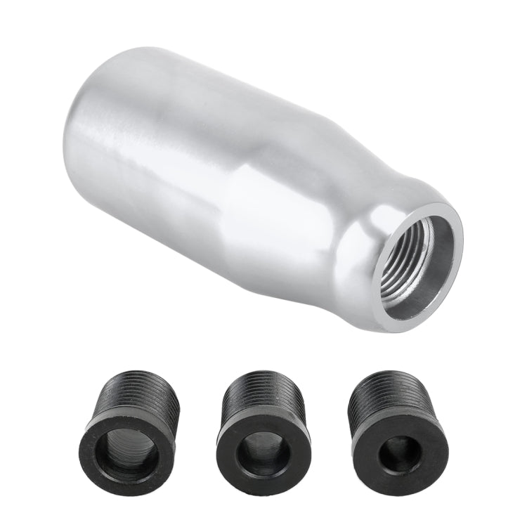 Universal Car Modified Gear Shift Knob Solid Color Smooth Auto Transmission Shift Lever Knob with Three Rubber Covers(Silver)