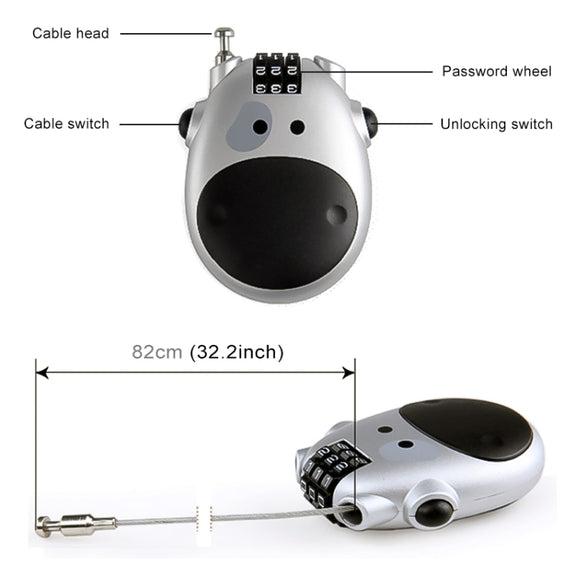 JASIT Portable Multifunction Cute Cow Travel Luggage Password Lock