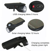 3W 240LM USB Solar Energy Motorcycle / Bicycle Front Light (White)