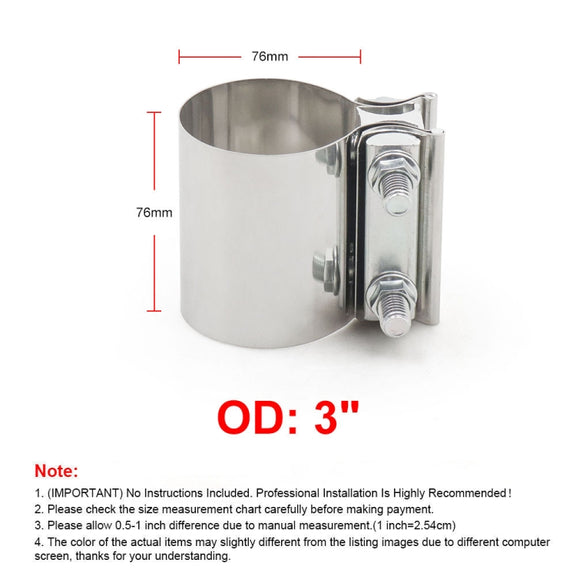 3 inch Car Turbo Exhaust Downpipe Stainless Steel Lap Joint Band Clamp