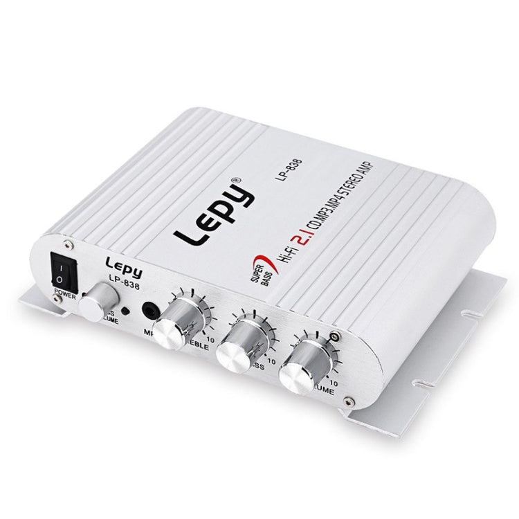 Car 2.1CH HIFI Subwoofer Amplifier Audio, Support MP3(Silver)