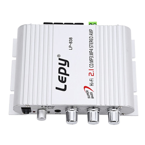 Car 2.1CH HIFI Subwoofer Amplifier Audio, Support MP3(Silver)