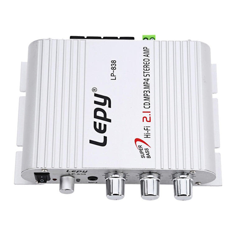 Car 2.1CH HIFI Subwoofer Amplifier Audio, Support MP3(Silver)