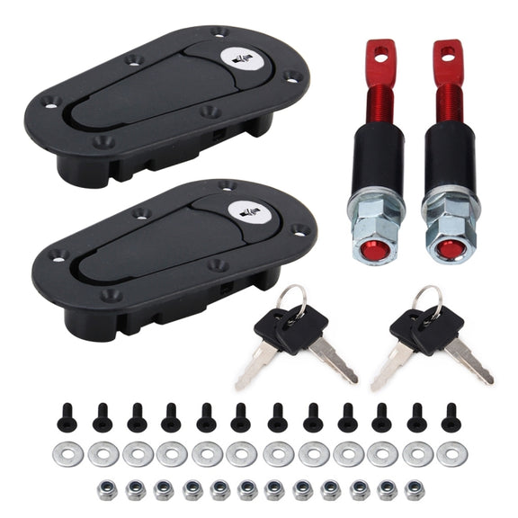 A Pair Car Modified Hood Lock General Racing Car Cover Lock with Keys(Black)