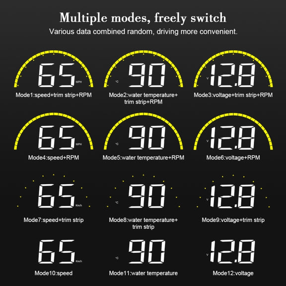 C700 2.6 inch Universal Car OBD2 HUD Vehicle-mounted Head Up Display
