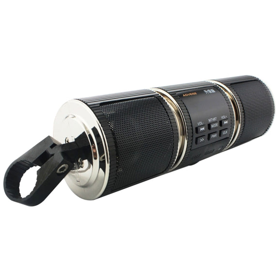 Motorcycle Water-resistant Aluminum Shell Bluetooth Handle Stereo Speaker, Support BT/MP3/FM/TF(Black)