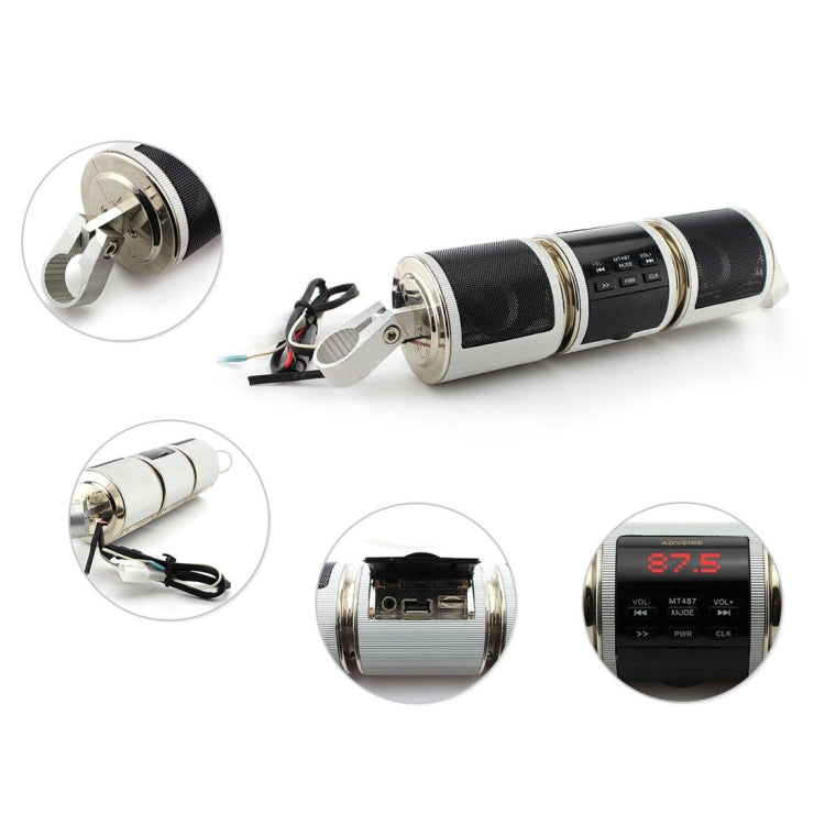 Motorcycle Water-resistant Aluminum Shell Bluetooth Handle Stereo Speaker, Support BT/MP3/FM/TF(Black)