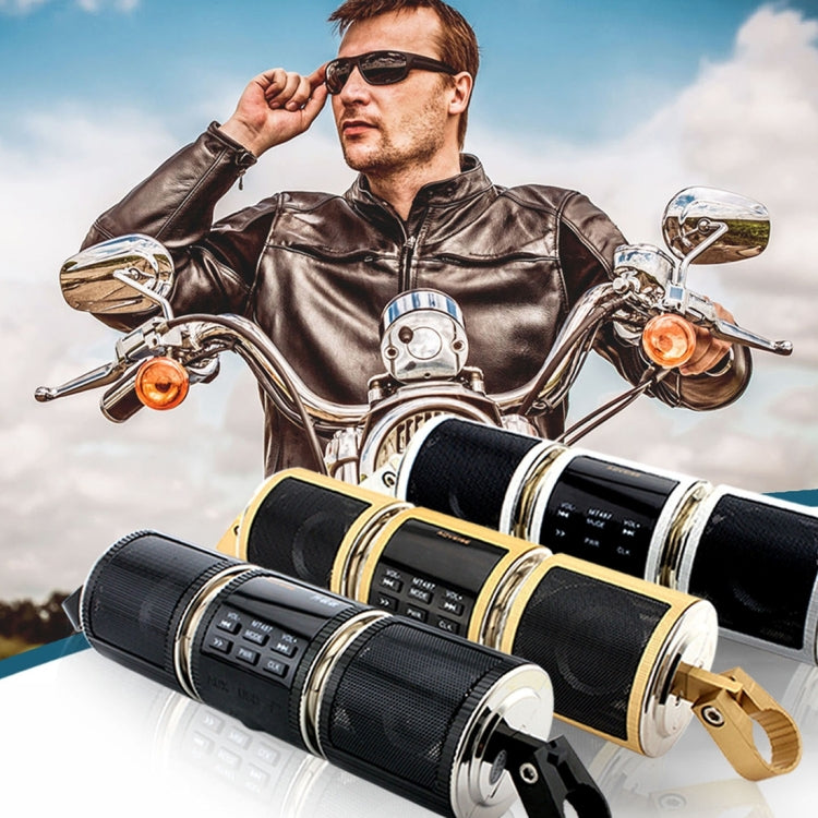 Motorcycle Water-resistant Aluminum Shell Bluetooth Handle Stereo Speaker, Support BT/MP3/FM/TF(Black)