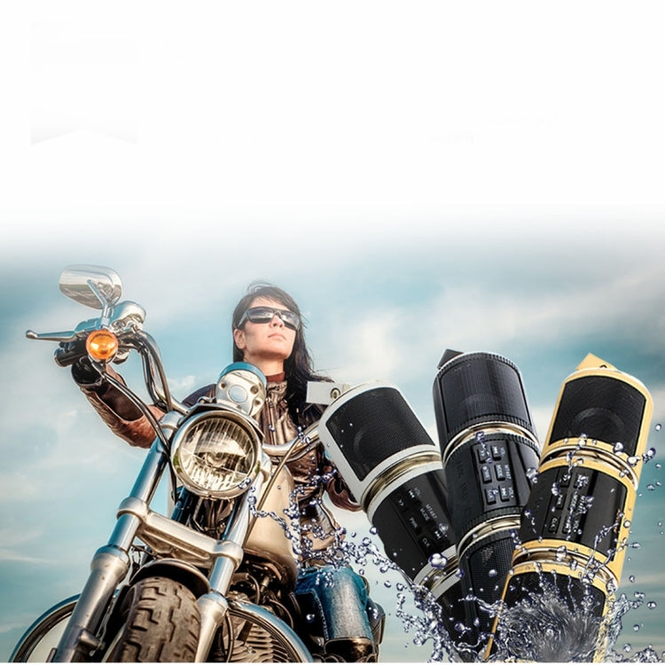 Motorcycle Water-resistant Aluminum Shell Bluetooth Handle Stereo Speaker, Support BT/MP3/FM/TF(Black)