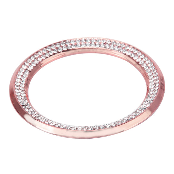 Car Aluminum Steering Wheel Decoration Ring with Diamonds For BMW(Rose Gold)