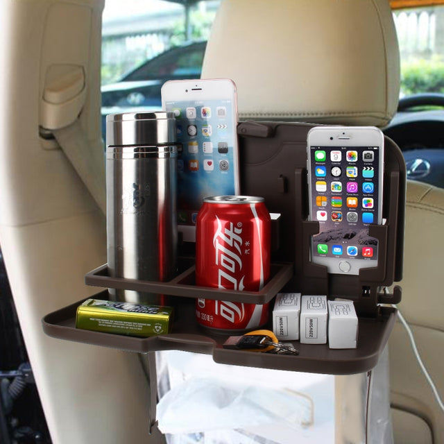 SHUNWEI SD-1509 Car Auto Back Seat Folding Table Drink Food Cup Tray Holder Stand Desk Multi-purpose Travel Dining Tray(Brown)