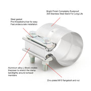 2.75 inch Car Turbo Exhaust Downpipe Stainless Steel Lap Joint Band Clamp