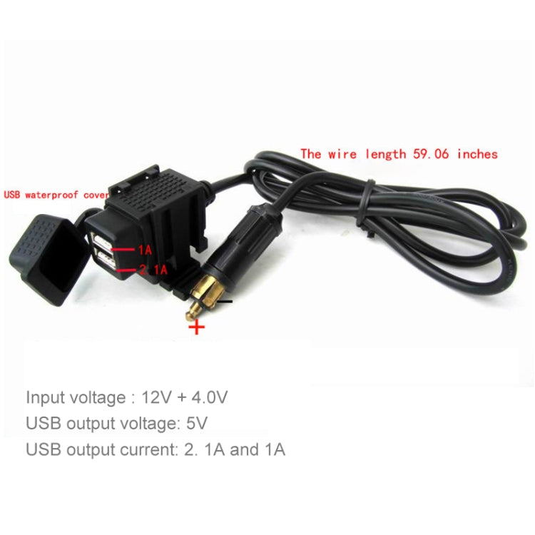 12-24V 2.1A Motorcycle Dual USB Mobile Phone Car Charger, EU Plug