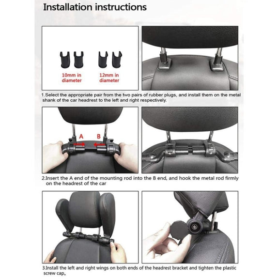 Car Seat Headrest Car Neck Pillow Sleep Side Headrest for Children and Adults (Brown)