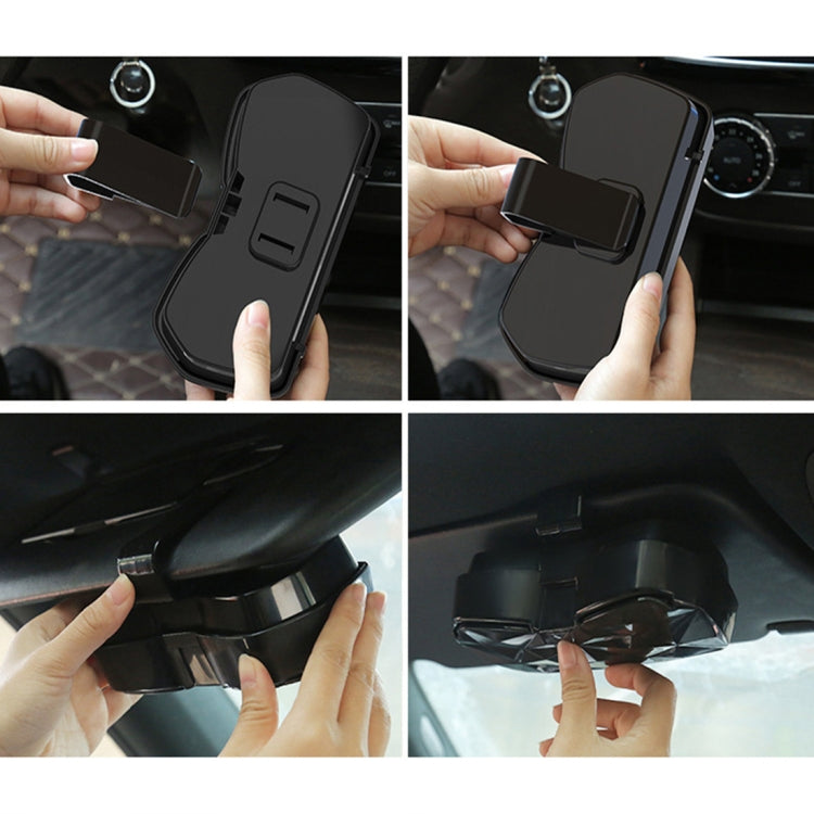 Car Multi-functional Glasses Case Sunglasses Storage Holder with Card Slot, Diamond Style (Pink)