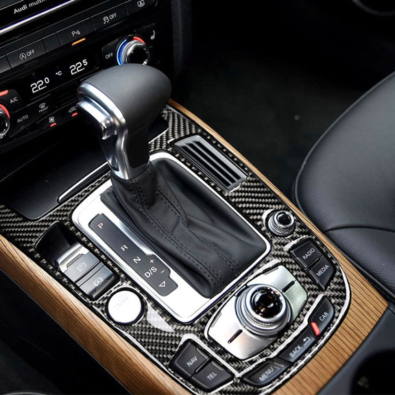 Car Carbon Fiber Gear Position Panel Decorative Sticker for Audi 2010-2018 Q5 / 2009-2016 A4L / 2009-2016 A5, Left Drive