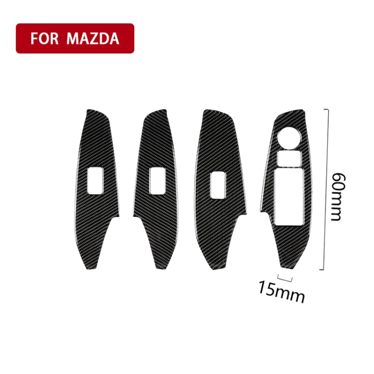 Car Carbon Fiber Right Drive Window Lift Panel Decorative Sticker for Mazda Axela 2014 / 2017-2018