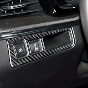 Car Carbon Fiber Headlight Switch Frame Decorative Sticker for Cadillac XT5 2016-2017, High Version, Left Drive