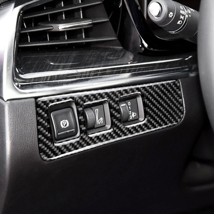 Car Carbon Fiber Headlight Switch Frame Decorative Sticker for Cadillac XT5 2016-2017, Low Version, Left Drive