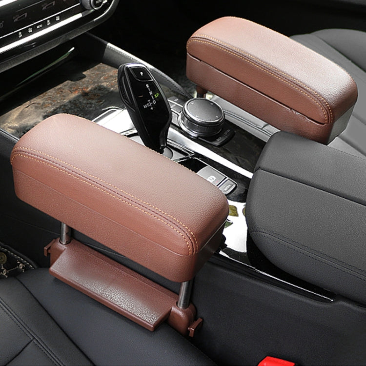 Universal Car PU Leather Wrapped Armrest Box Cushion Car Armrest Box Mat with Storage Box (Brown)