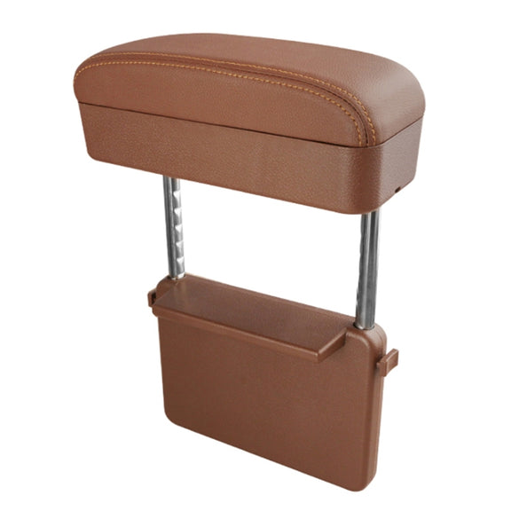 Universal Car PU Leather Wrapped Armrest Box Cushion Car Armrest Box Mat with Storage Box (Brown)