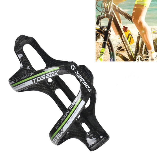 TOSEEK Gloss  Full Carbon Fiber Road Bicycle Water Bottle Holder(Green)