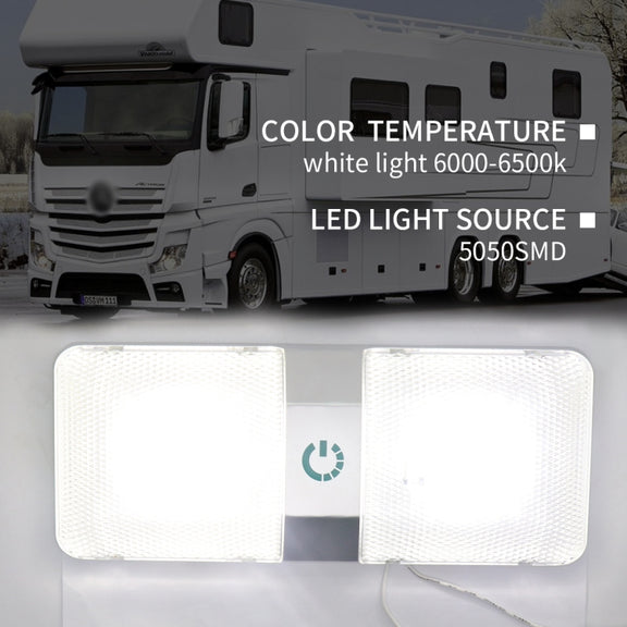 D4376D DC11-18V 6W 6000-6500K IP50 48LEDs SMD-5050 Marine RV Dimmable LED Dome Light Ceiling Lamp, with Touch Control