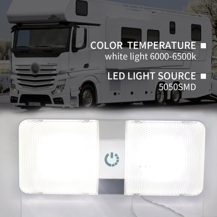 D4376D DC11-18V 6W 6000-6500K IP50 48LEDs SMD-5050 Marine RV Dimmable LED Dome Light Ceiling Lamp, with Touch Control