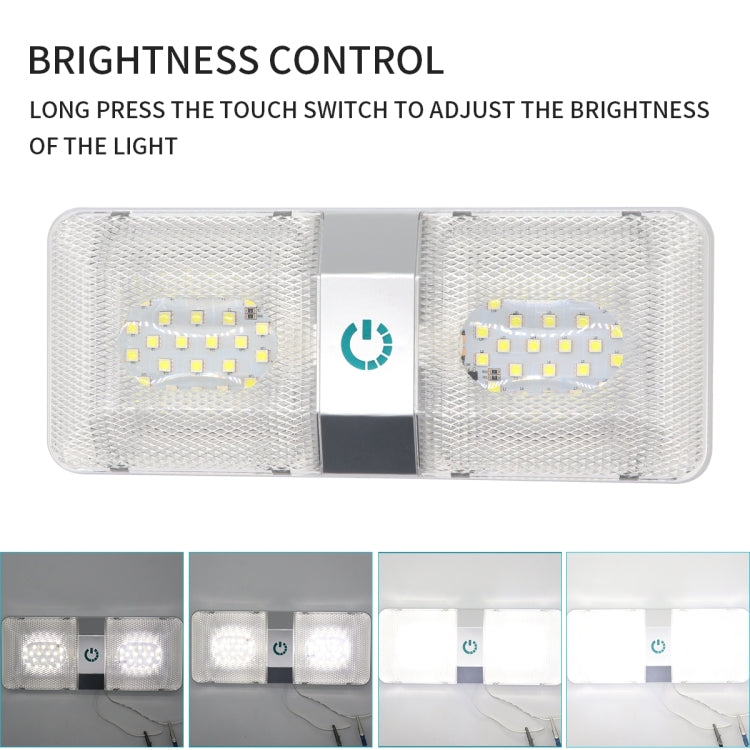 D4376D DC11-18V 6W 6000-6500K IP50 48LEDs SMD-5050 Marine RV Dimmable LED Dome Light Ceiling Lamp, with Touch Control