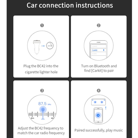 BC42 Bluetooth 5.0 Multi-function Car Colorful Atmosphere Lamp MP3 Player, Support TF Card & U Disk & FM