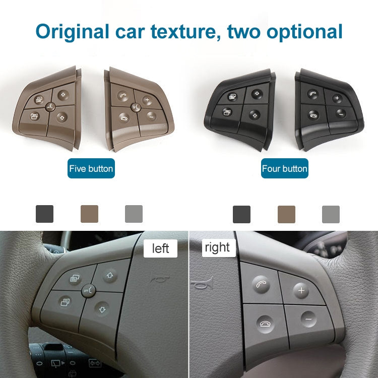 Car Right Side 4-button Steering Wheel Switch Buttons Panel 1648200110 for Mercedes-Benz W164, Left Driving (Grey)