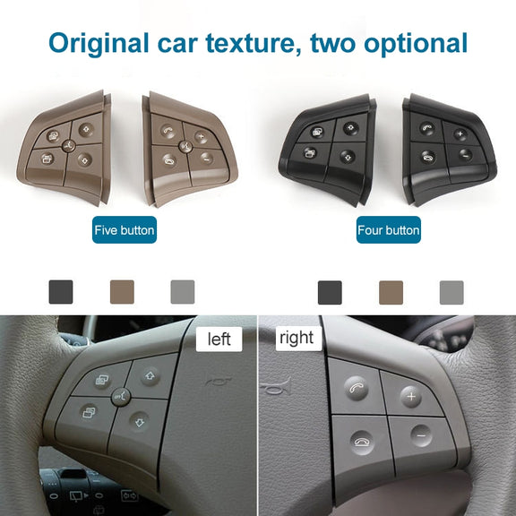 Car Left Side 4-button Steering Wheel Switch Buttons Panel 1648200010 for Mercedes-Benz W164, Left Driving (Grey)