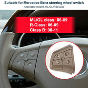 Car Left Side 4-button Steering Wheel Switch Buttons Panel 1648200010 for Mercedes-Benz W164, Left Driving (Grey)