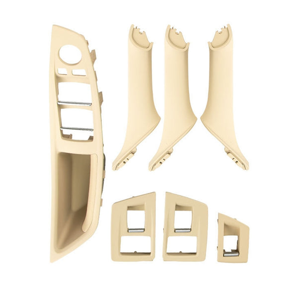 Car High Configuration Version Inside Doors Handle Pull Trim Cover 5141 7225 873 for BMW F10 F18, Left Driving (Beige)