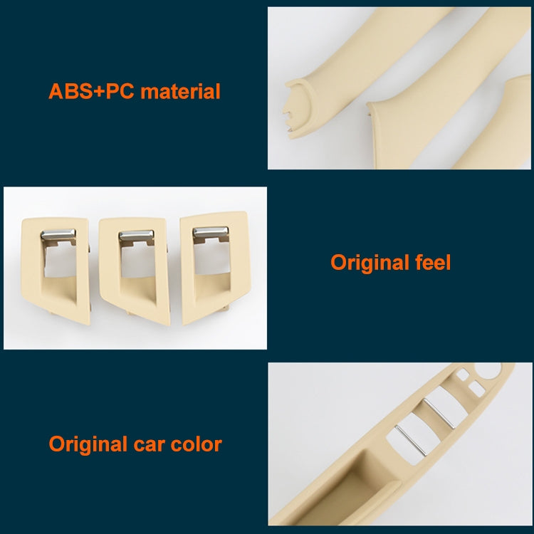Car High Configuration Version Inside Doors Handle Pull Trim Cover 5141 7225 873 for BMW F10 F18, Left Driving (Beige)