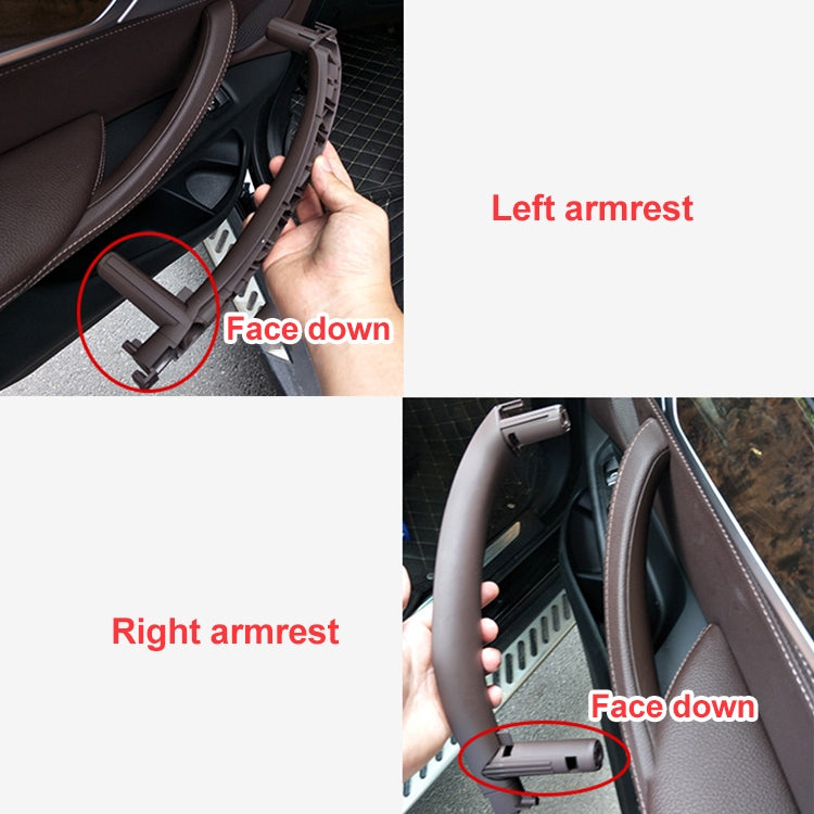 Car Left Side Inside Doors Handle Pull Trim Cover for BMW X5 / X6, Left Driving (Grey White)