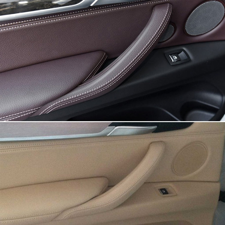 Car Left Side Inside Doors Handle Pull Trim Cover for BMW X5 / X6, Left Driving (Grey White)