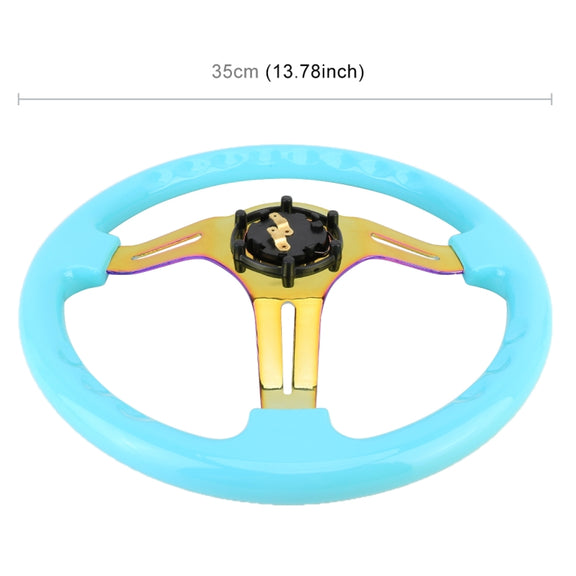 Car Colorful Modified Racing Sport Horn Button Steering Wheel, Diameter: 35cm(Sky Blue)